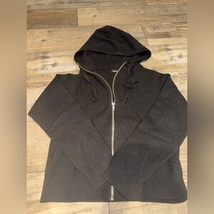 Black Full-Zip Hooded Sweater Monrow Size Small
